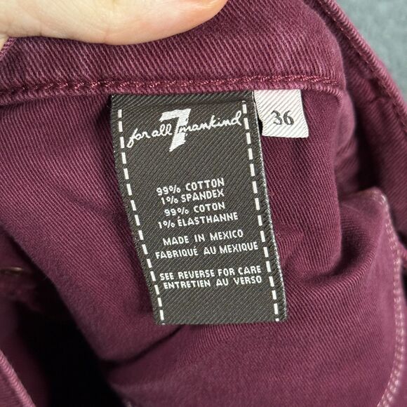 7 For All Mankind Jeans Mens 36x32 Red Slimmy Slim Fit Stretch Denim Pants - Picture 4 of 16